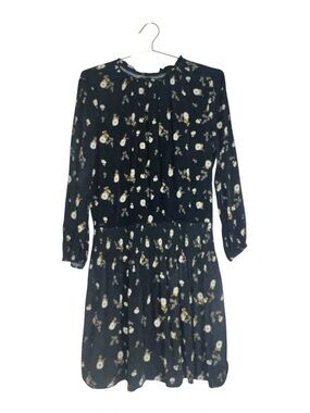 Velvet by Graham & Spencer Black Floral Print Leslie Challis Dress Sz L